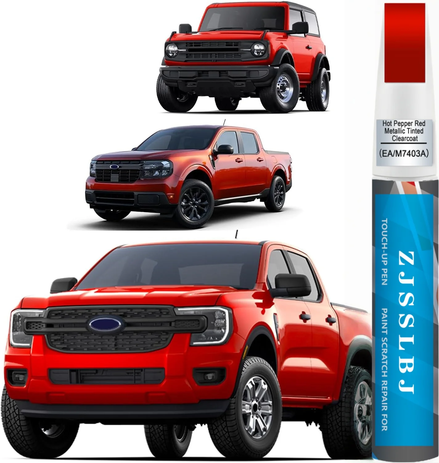 EA/M7403A Hot Pepper Red Metallic Tinted Clearcoat Touch Up Paint for Ford, Car Paint Pen Scratch Repair Two-In-One Touch Up Pai