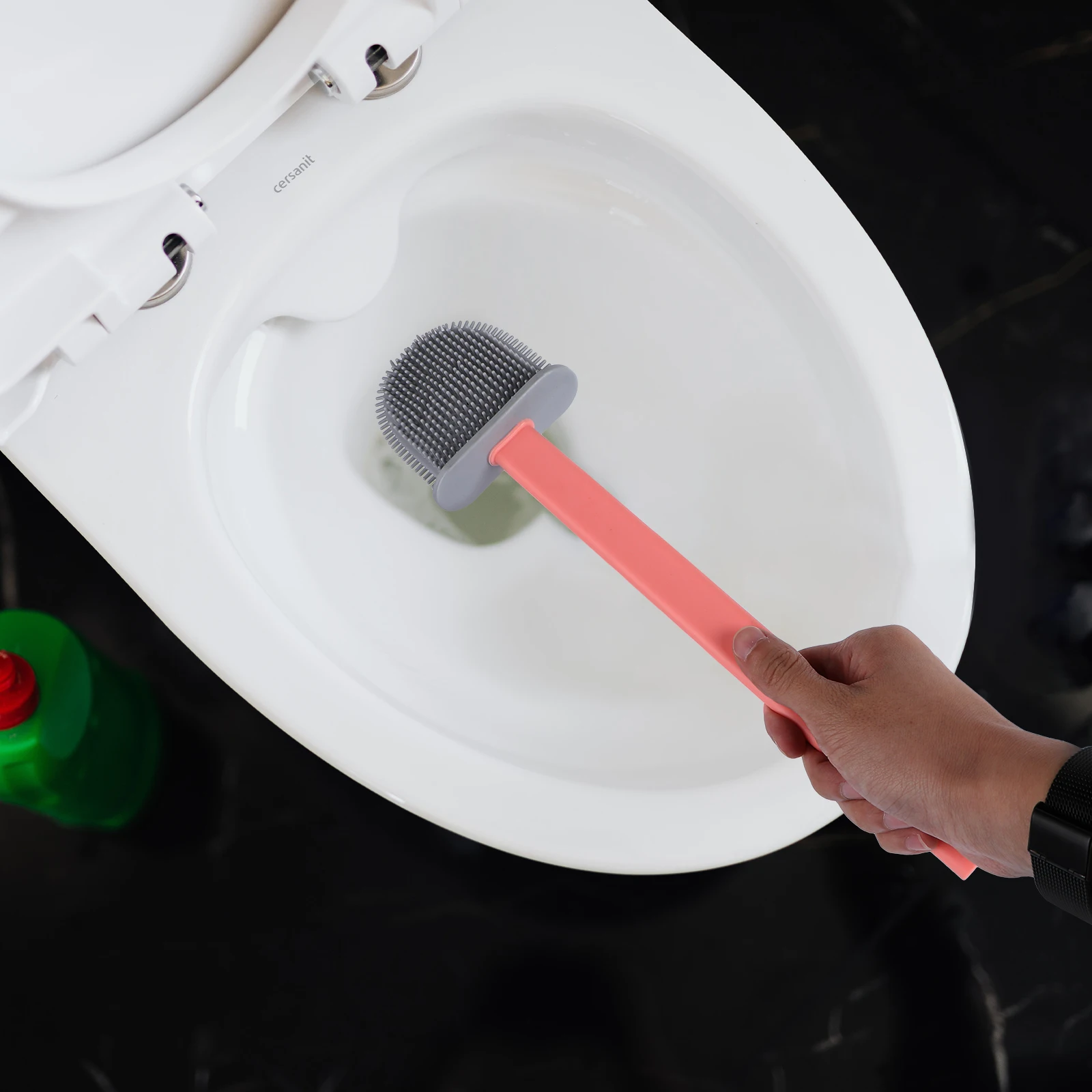 

Silicone Toilet Long Handle Deep Cleaning Plastic Bathroom Groove Corner Practical Useful Toilet Cleaning Tool Cleaner