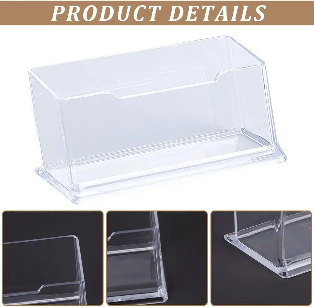 1-5Pcs Clear Acrylic Business Card Holder Name Card Organizer for Desk Fits 50 Business Cards Single Layer Transparent Stand Box