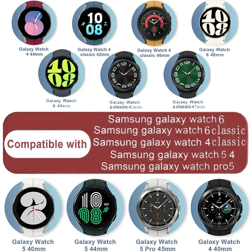 Silicone Band for Samsung Galaxy Watch 4/5/5pro/6 40mm 44mm 45mm Magnetic Buckle Bracelet for Watch 4/6 Classic 43mm 47mm Strap