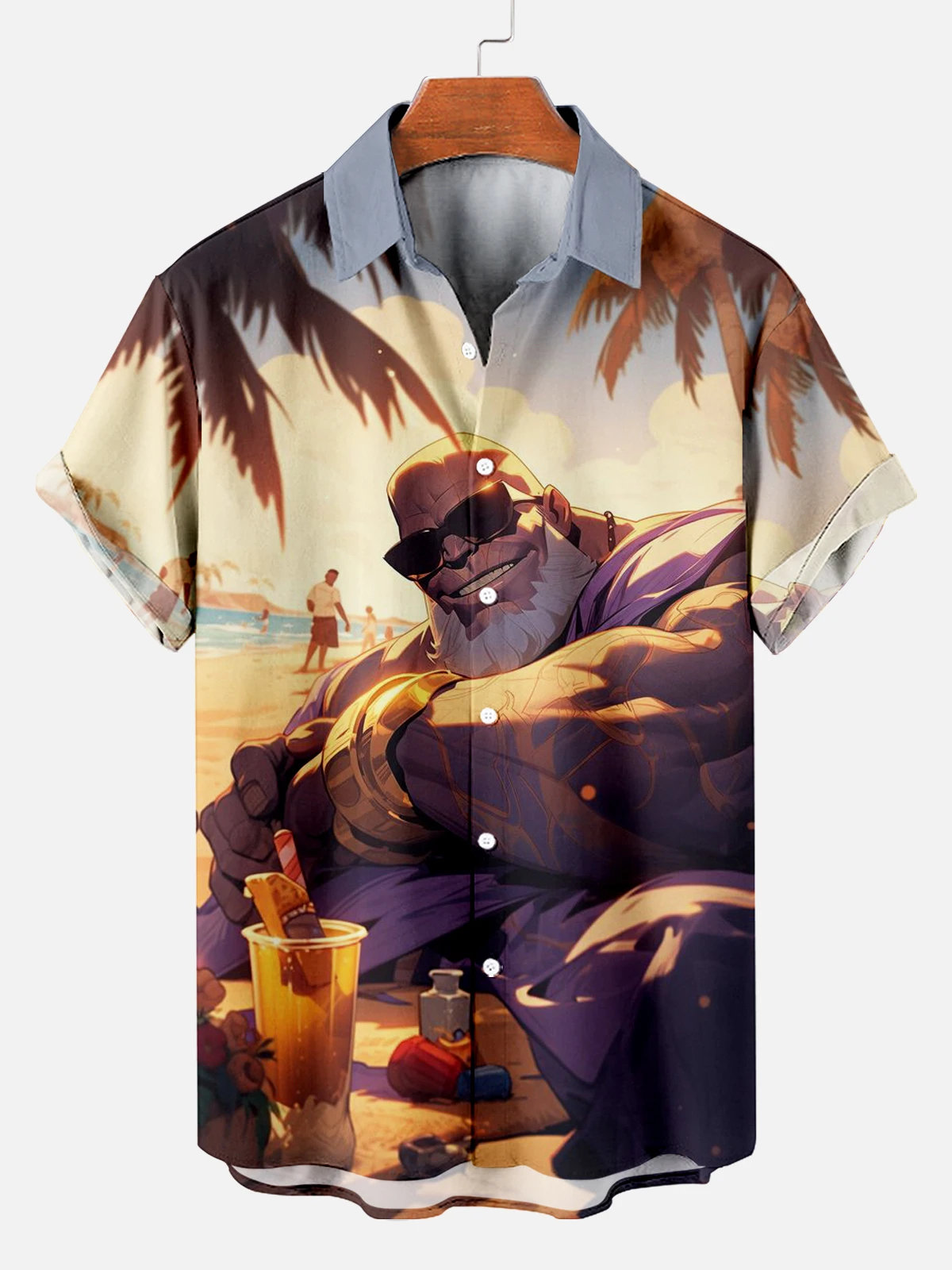 Vintage Gorilla Monster Men\'s Hawaiian shirts 3D Print Men\'s Summer Loose Beach Oversize Short-sleeved Top Men\'s Shirts For boy