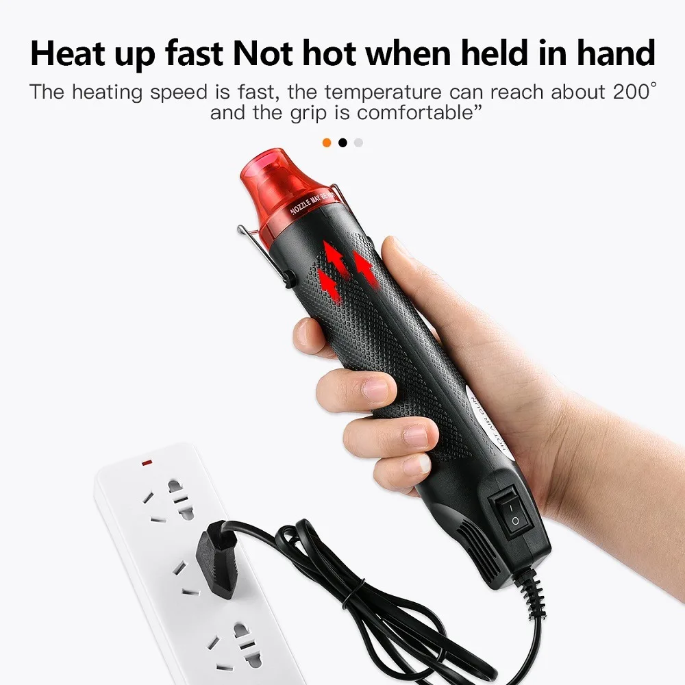 300W Hot Air Gun Portable Mini Heater for DIY Craft Embossing Shrink Wrapping PVC Multi Function Handheld Electrical Heat Tool