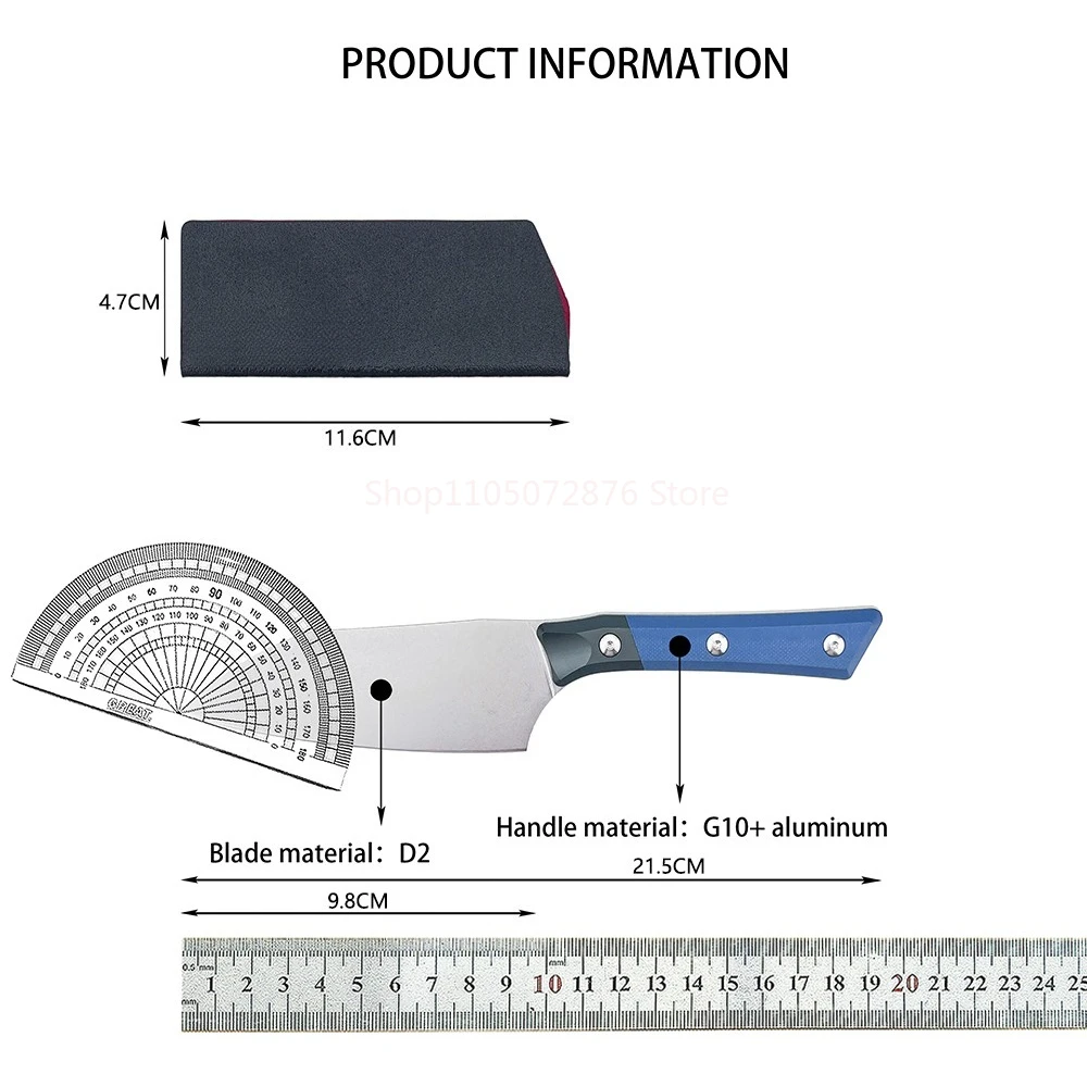 Wilderness Exploration Straight Knives Multifunctional D2 Steel Blade Cleaver Vegetable Knife Lightweight Outdoor Fixed Knife