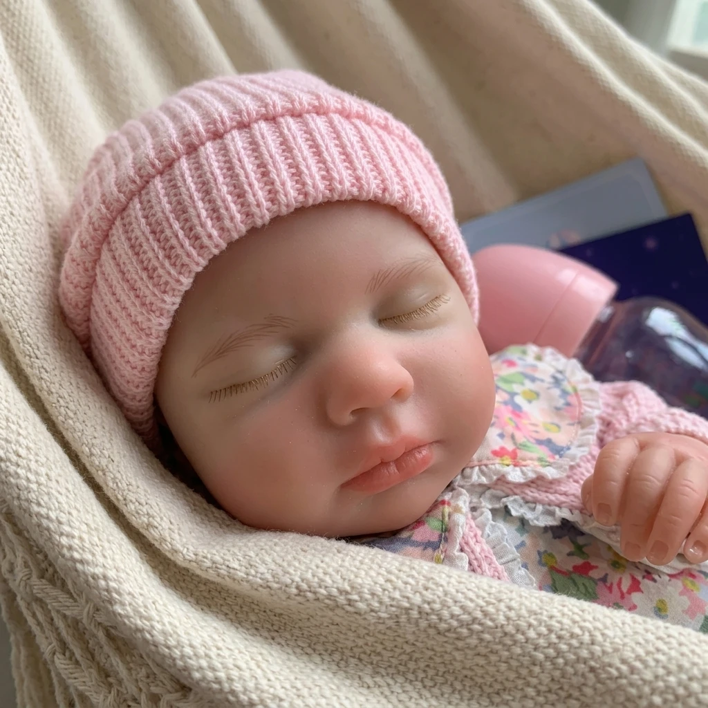 13 Inch Loulou Full Body Silicone Reborn Doll Bald Closed Eyes Sleeping Design Hand Painted Waterproof Collectible Art Ornament