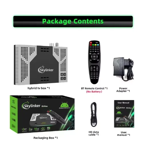 [أصلي] أحدث صندوق تلفزيون هجين Skylinker Z8 Plus Android OTT+DVB-S2-T2&ETV Pro 5G BT جهاز تحكم عن بعد FTA جهاز استقبال الأقمار الصناعية الأرضية