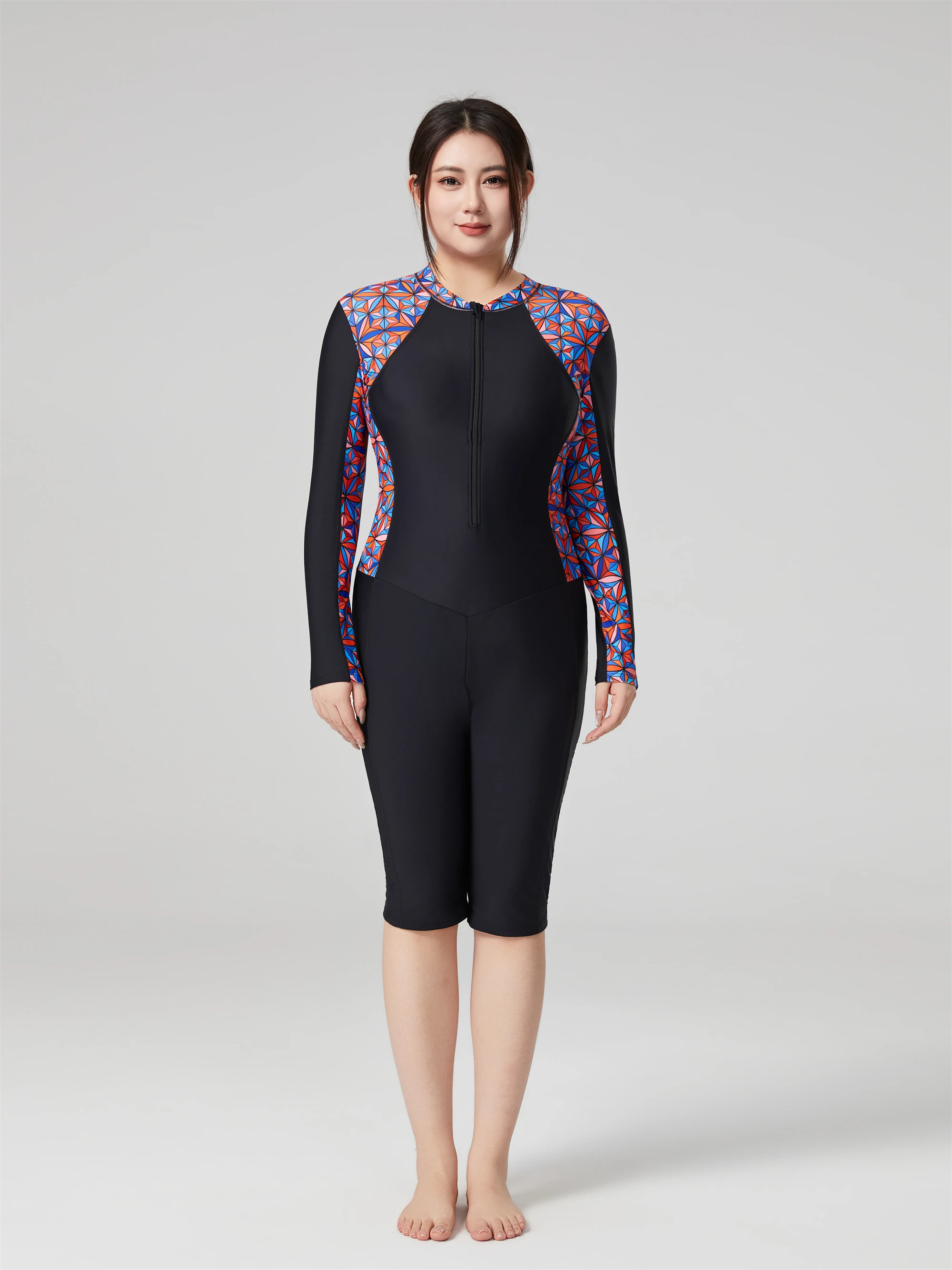 

Large Size Women's Long Sleeve Surfing Swimsuit Sports Swimwear for Swimming Pool Special plus Size Cover up