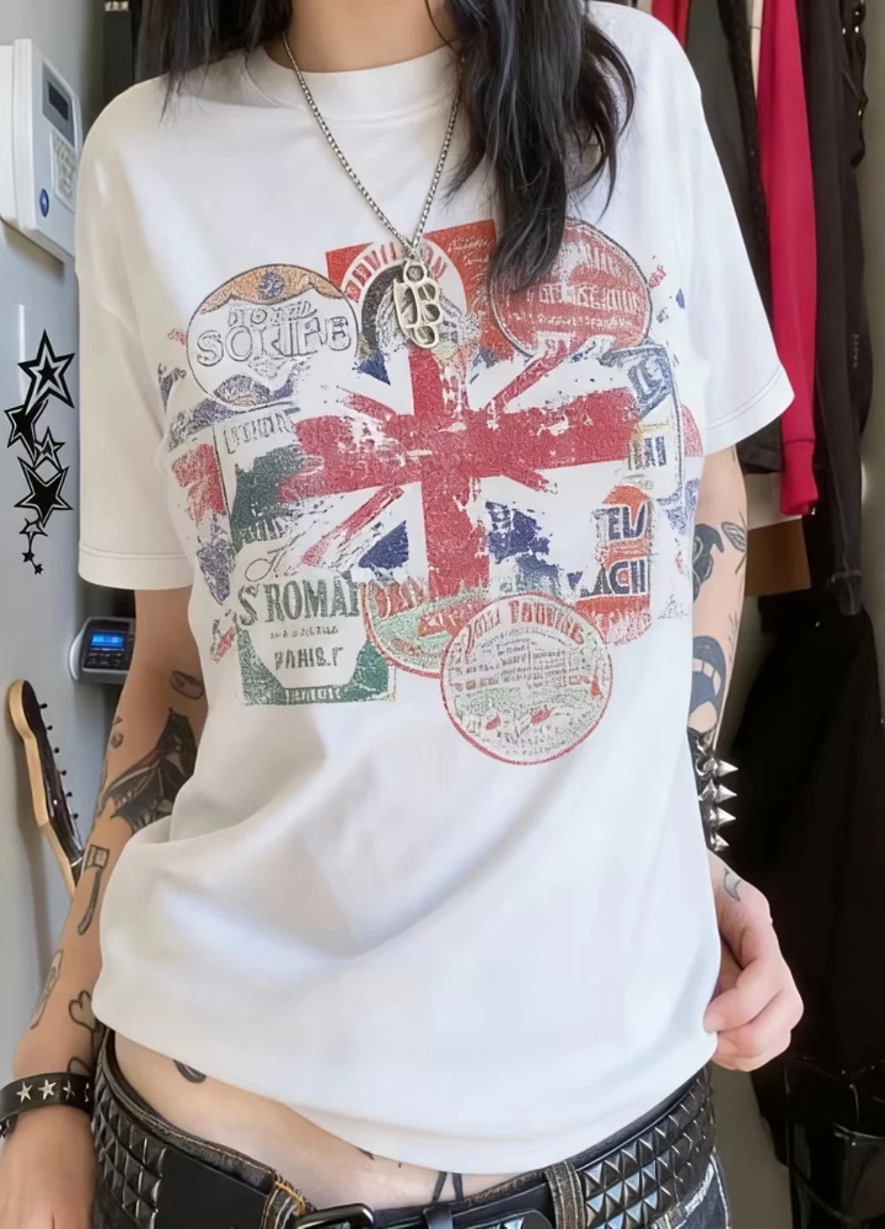 2026 Vintage Distressed Union Jack UK Flag Print T-Shirt Men Women Vintage Cotton Short Sleeve Summer Tees Oversized Y2K Tops