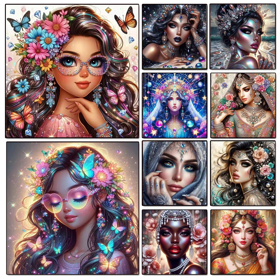 

Diamond Painting Glow Butterfly Glasses Fairy Picture Rhinestones Embroidery Mosaic Cross Stitch Cartoon Girl 5D DIY Handicraft