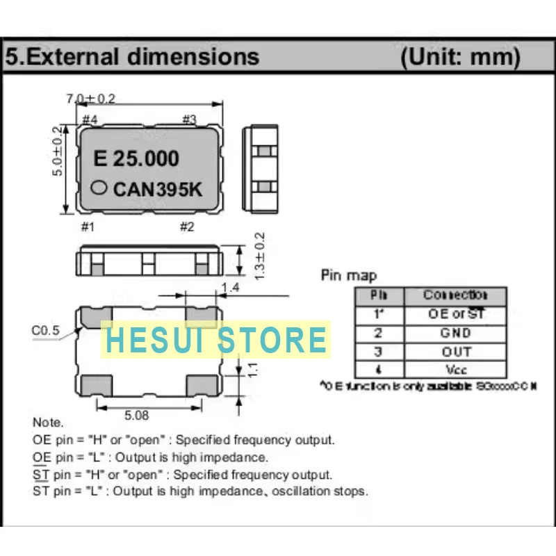 Active chip crystal 5*7 5070 7050 100MHZ SG7050CBN