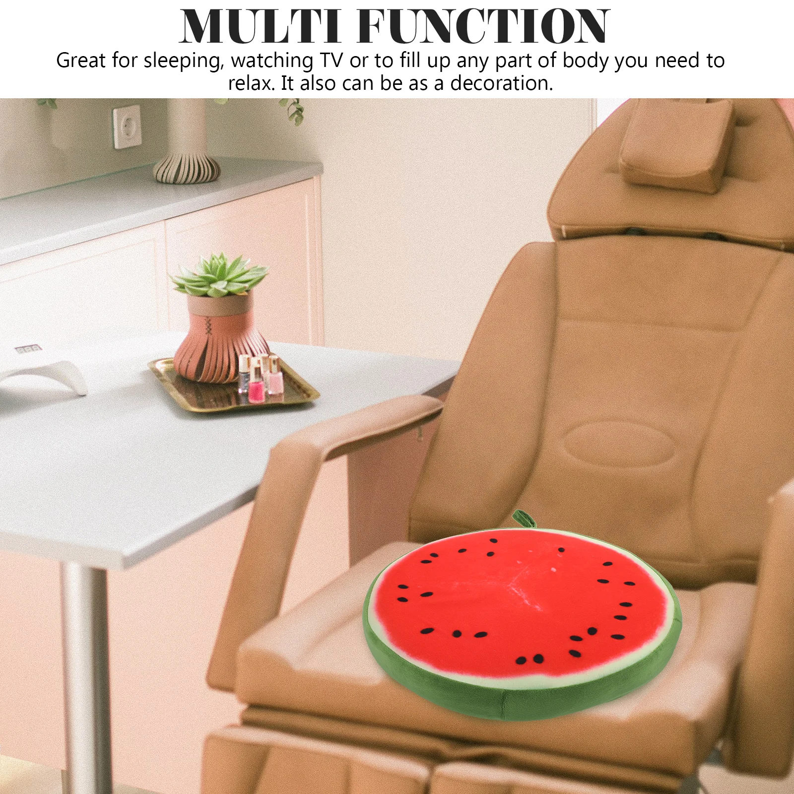 

Watermelon Seat Cushion 33 Cm Fruit Shaped Round Pillow Decor Couch Child Soft Polyester Fiber Detachable Cover Machine Washable