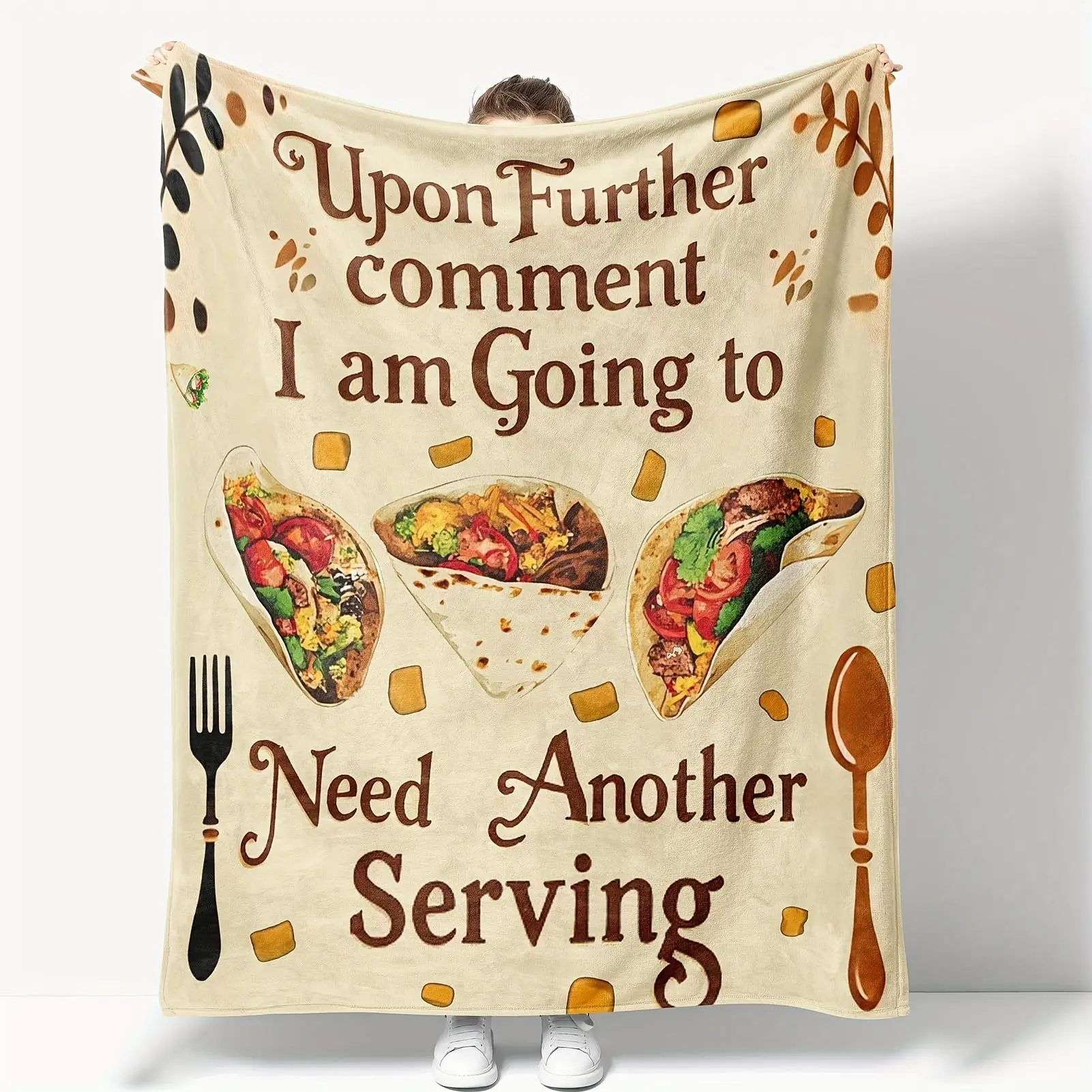 Cozy Throw Blanket with Taco Mexican Food Print for Couch Sofa Bedroom