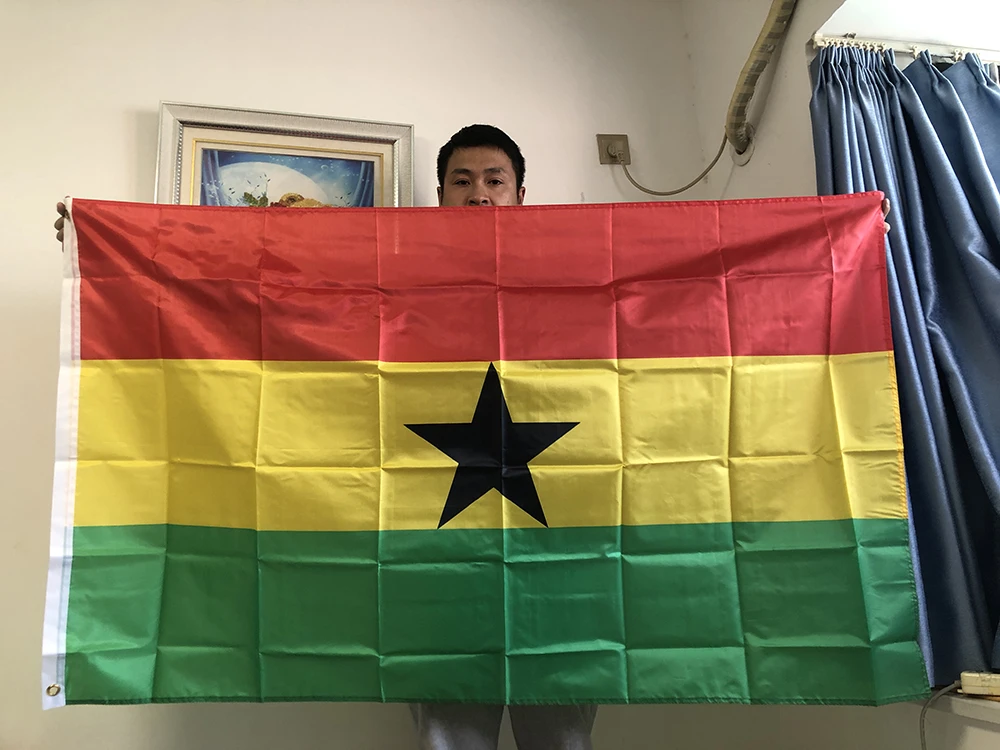 SKY FLAG Ghana Flaga 150x90cm wysokiej jakości poliester wiszące Ghana Flagi narodowe Dwustronny drukowany baner Ghana Flaga