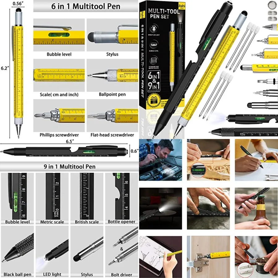 

Gifts for Men Multitool Pen Set 2pcs Multi-Tool Pens Birthday Gifts for Men Dad Gifts for Dad Him Boyfriend Husband Boss Cool E