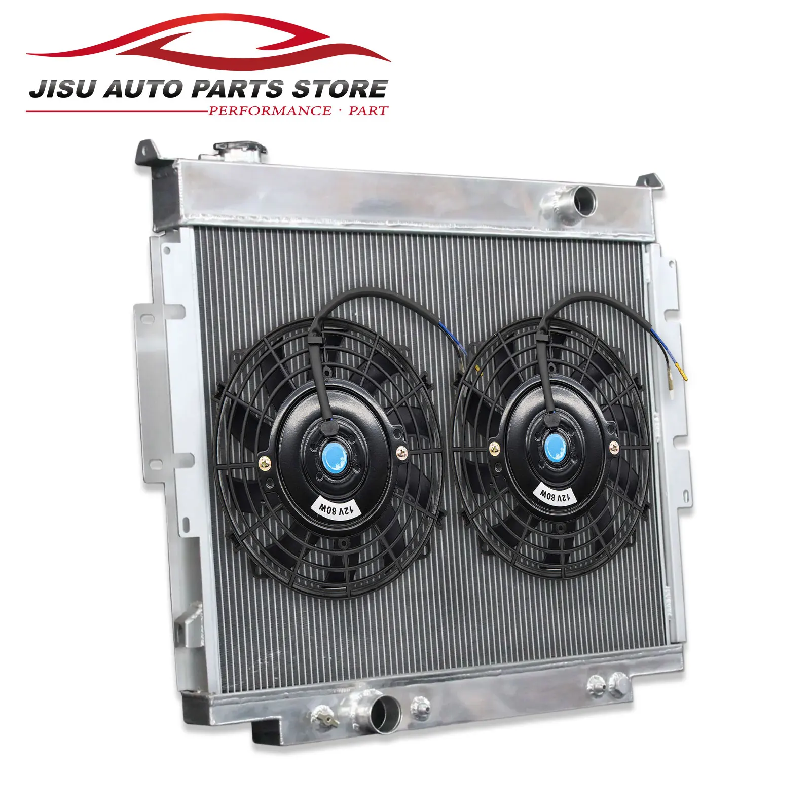 

3 Row Aluminum radiator + Fans for 1983-1997 Ford F Super Duty F-150 F-250 F-350 F59 AT/MT 52mm