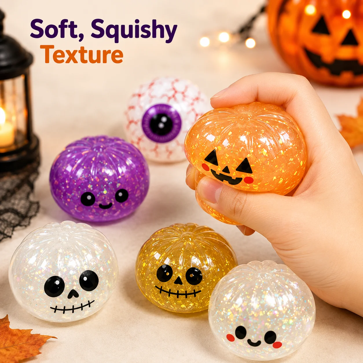Realistic Halloween Bao Dumpling Squishy Toys 8.5cm 5pcs Collection Slow Rebound Squeeze Sensory Stress Relief Decor