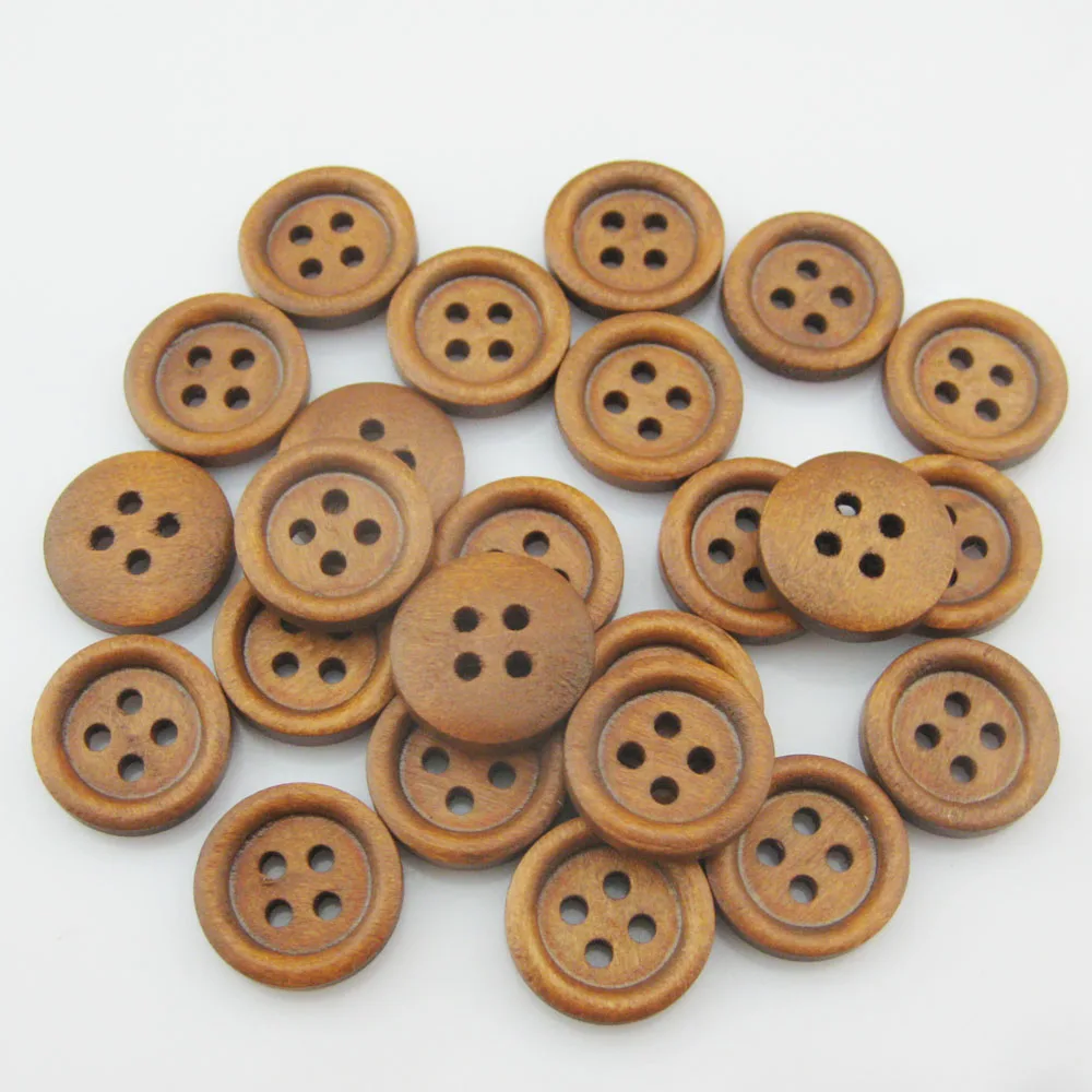 WBNWKV 15MM/20MM 50Pcs Round Wood Buttons For Garment Decorative Doll Button DIY Sewing Accessory