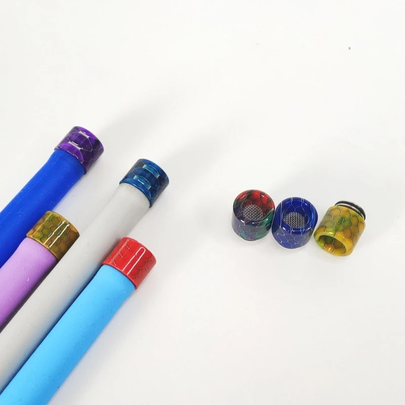 1PC 510 810 Convertible Adapter Drip Tip Stainless Steel Resin with Anti-Spitback Mesh Straw Joint - view 2