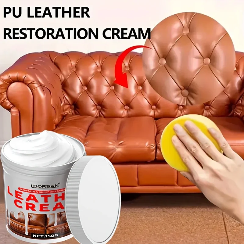LOORSAN - Leather Care Cream -150g Refurbishment Gloss for Sofas, Jackets, Shoes, and Accessories to Enhance Gloss, Prevent Agin