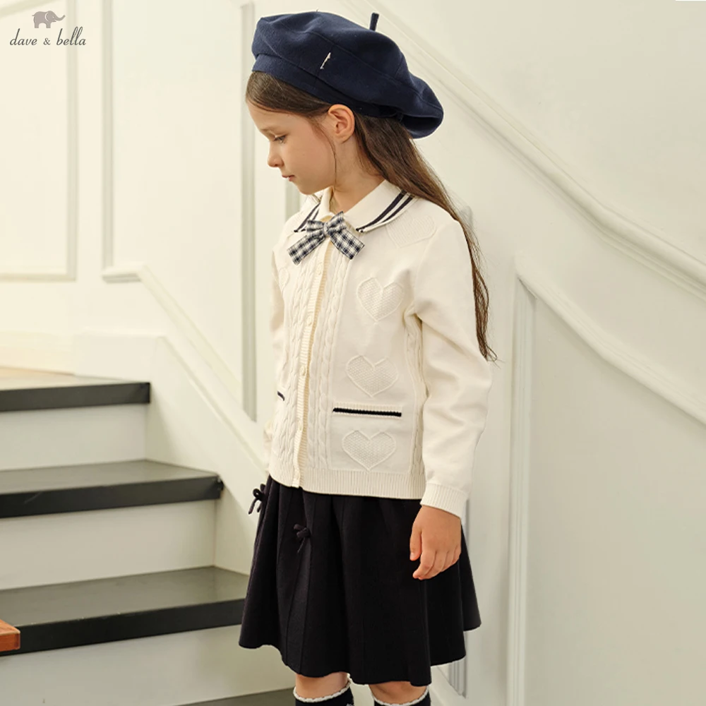 Dave Bella Kinder 2PCS Pullover Rock Sets Mädchen Langarm Strickjacke Prinzessin Rock Party Kleidung Top Kleid Anzüge DK3241333