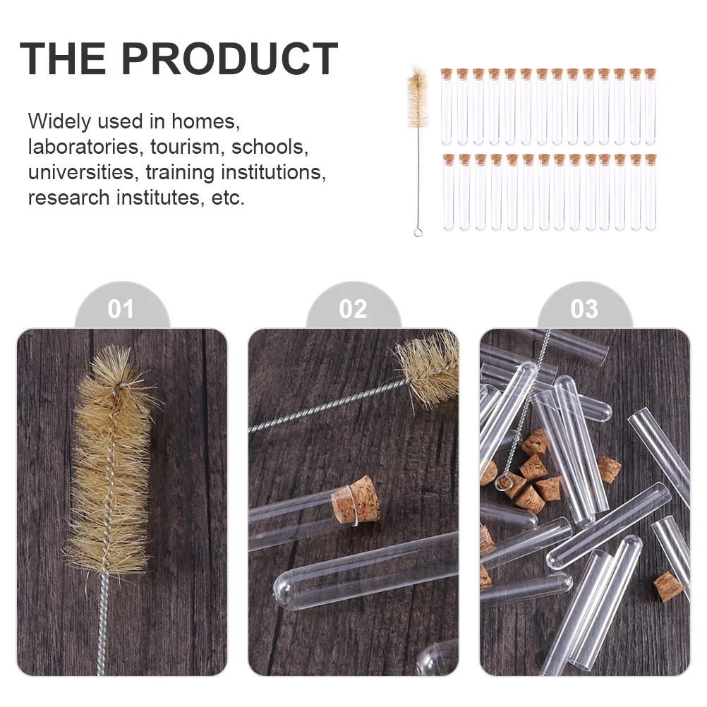 

100pcs Plastic Test Tubes Leak-Proof Liquid Storage Bath Salts Science Experiments School Lab Home Teaching Equipment Durable
