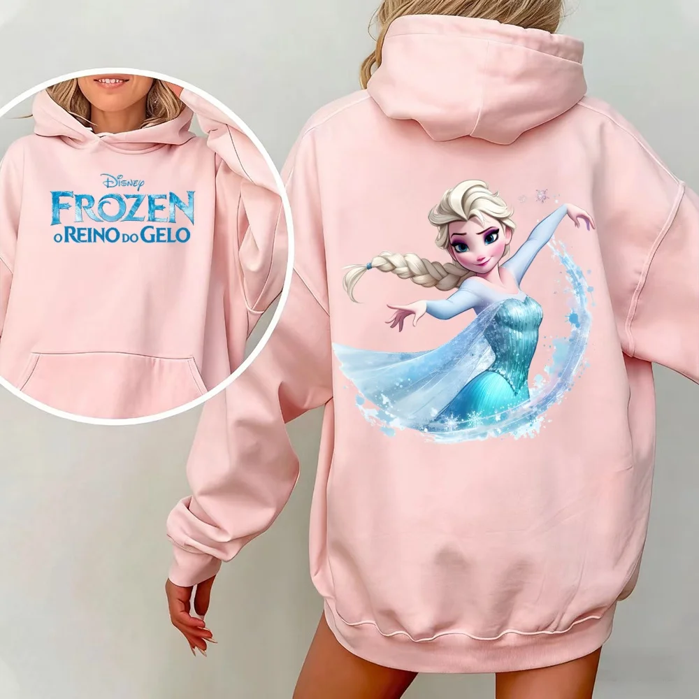 2025 nova disney outono feminino dos desenhos animados traje senhoras de manga comprida congelado elsa roupas com capuz | Sorpresa de Natal | Presente de Halloween