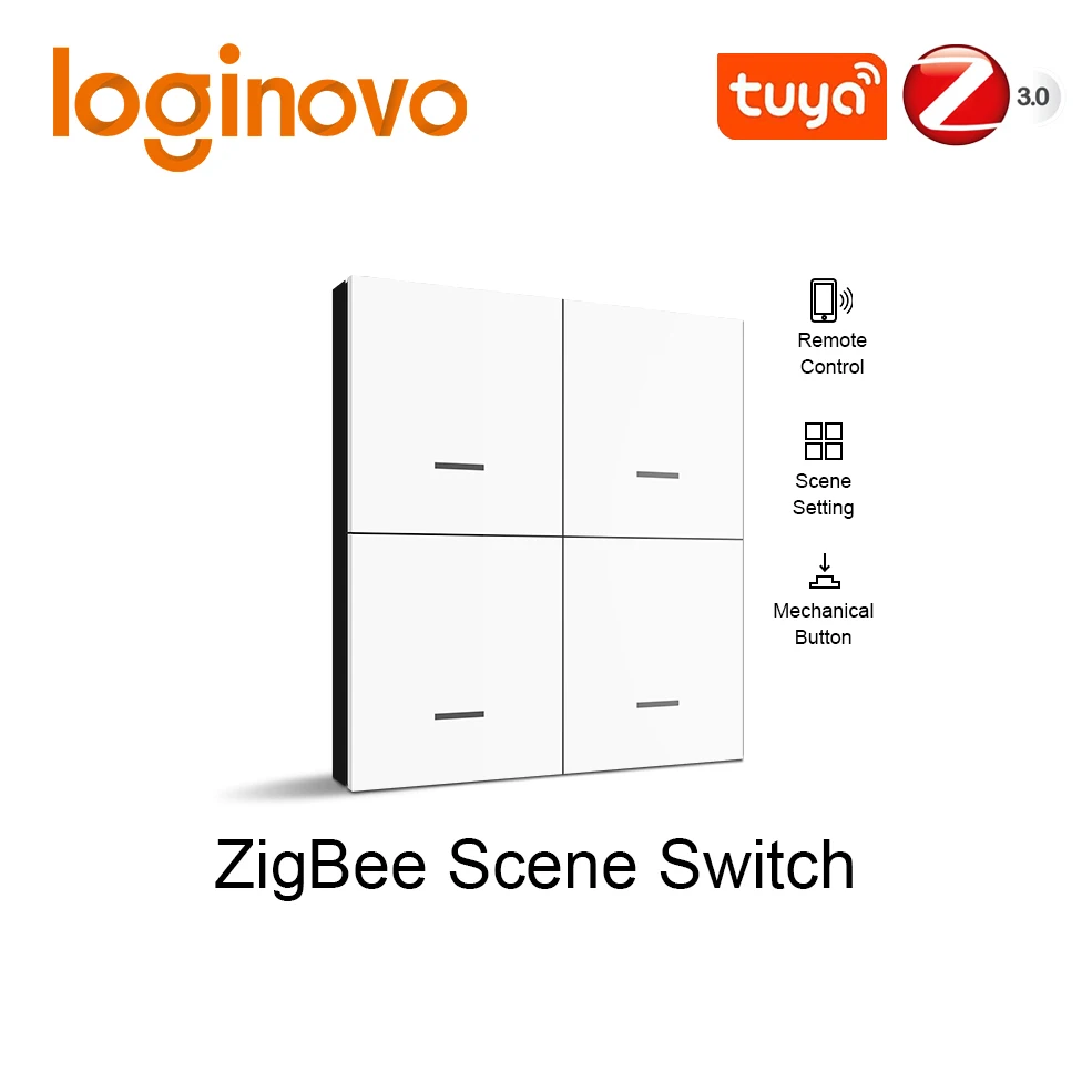 Tuya Zigbee Smart Scene Switch Button 4 Gang Wireless Switch pulsante Controller Smart Home Automation Scenario Switch