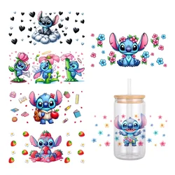 MINIS Disney Stitch Lilo Cartoon Pattern UV DTF Transfer Sticker Waterproof Transfers Decals For 16oz Glass Cup Wrap Stickers