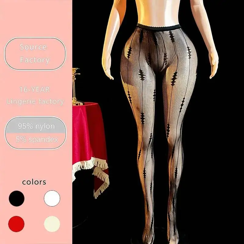 Sexy Fishnet Pantyhose Striped Flirting Erotic Uniform Fishnet Pantyhose: Snag-Resistant Mesh Tights For Fashion Charming NYGH