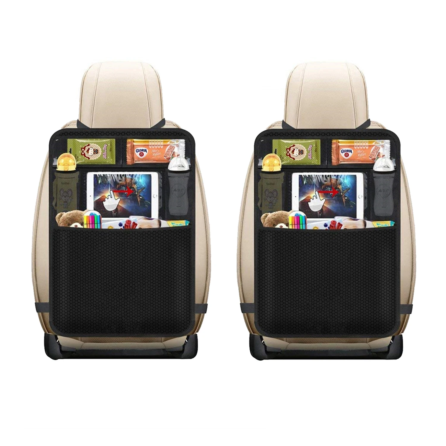 Car Backseat Organizer with Touch Screen Storage Pockets Cover Car Seat Back Protectors for Travel Trip Kids car accessories