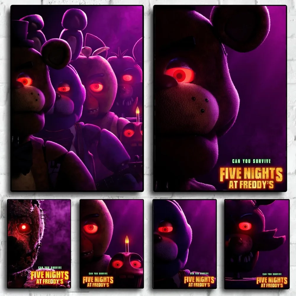 New FNAF Movie Game Poster Gallery Prints Self Adhesive  Home Decor Decoration Wall Decals Living Room Sticker