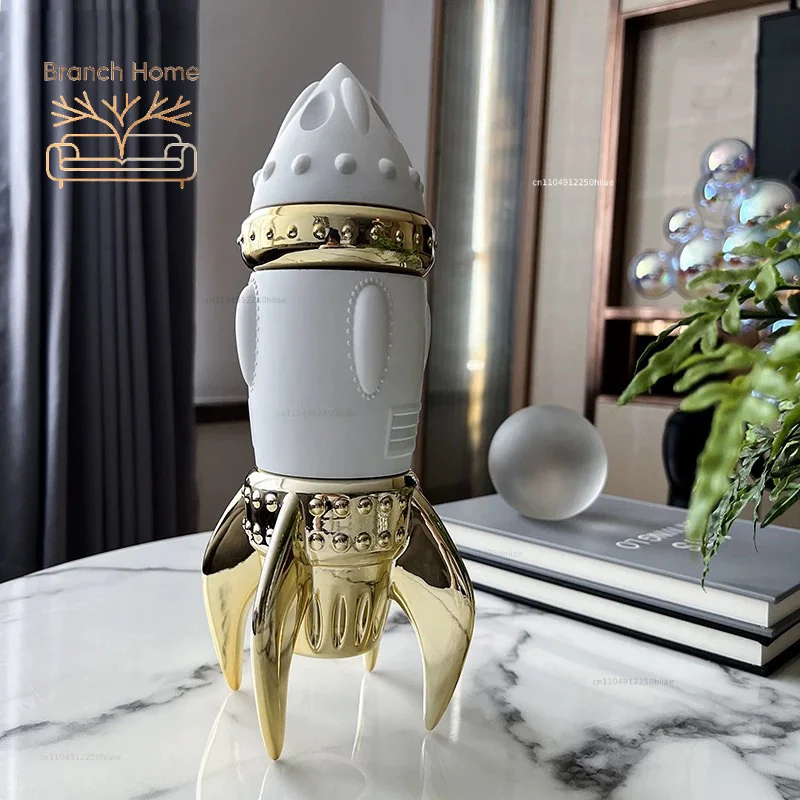 Rocket Ornaments,Creative Artwork Decor,Rocket Model Sculpture,TV Cabinet Desktop Decoration,Nordic Crafts Statue,Art Gift