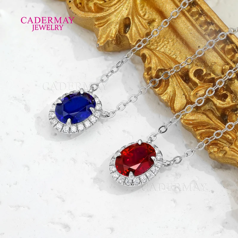 

925 Серебряный овальной формы, лабораторный кулон с рубином, 10 К 14 К, лабораторный бриллиант, ожерелье с ореолом для женщин, подарок на свадьбу, годовщину