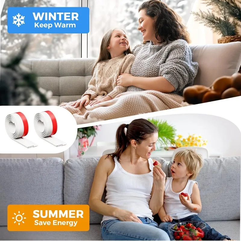 Paquet de 2 butées de porte sous la porte, joint blanc pour portes extérieures/intérieures, bloqueur de bruit et d'air froid, 2 "L x 39" L