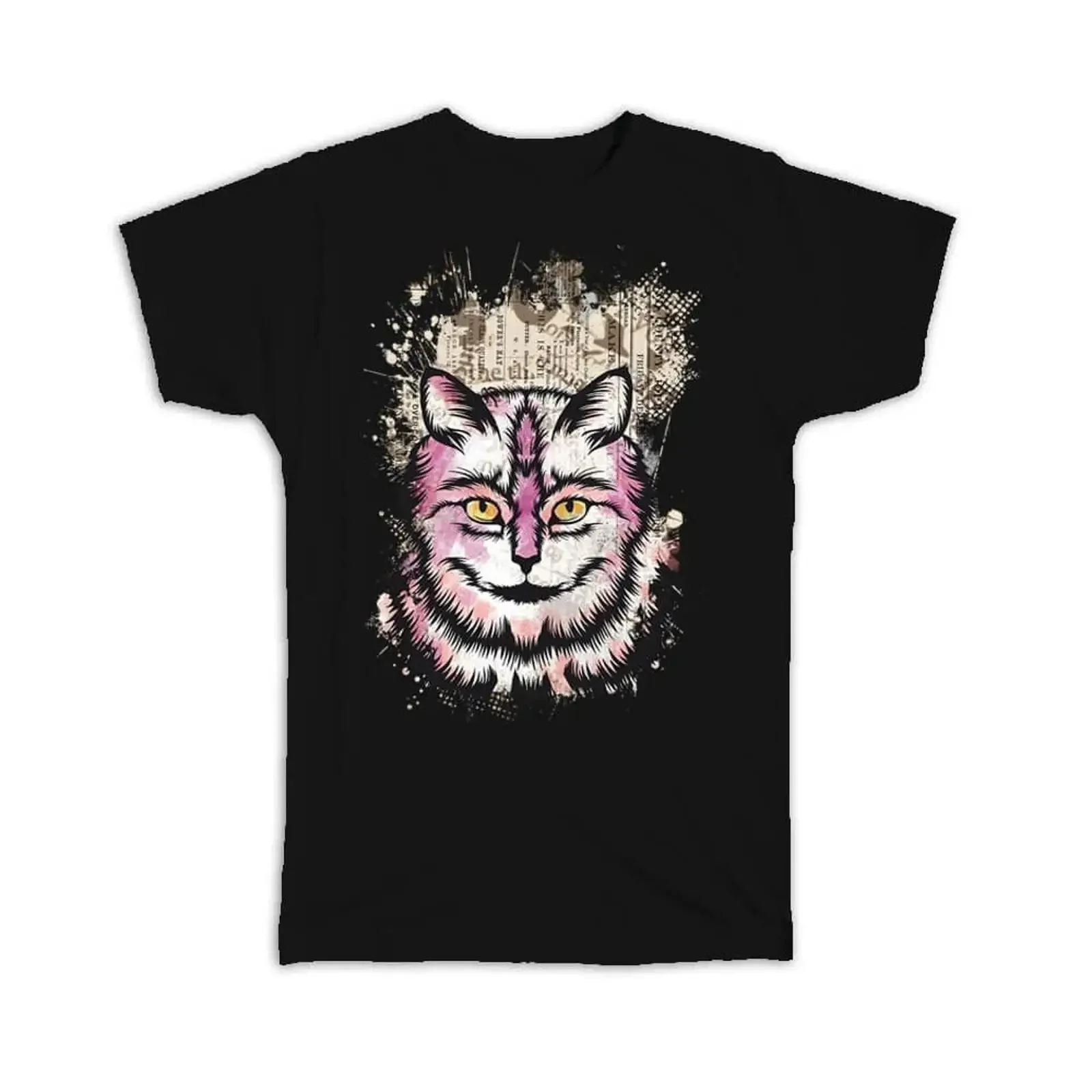 T Shirt Cat Collage Urban Artistic Art Patchwork Pencil Sketch Feline vintage Washed homme Unisex Soft Stylish Slightly