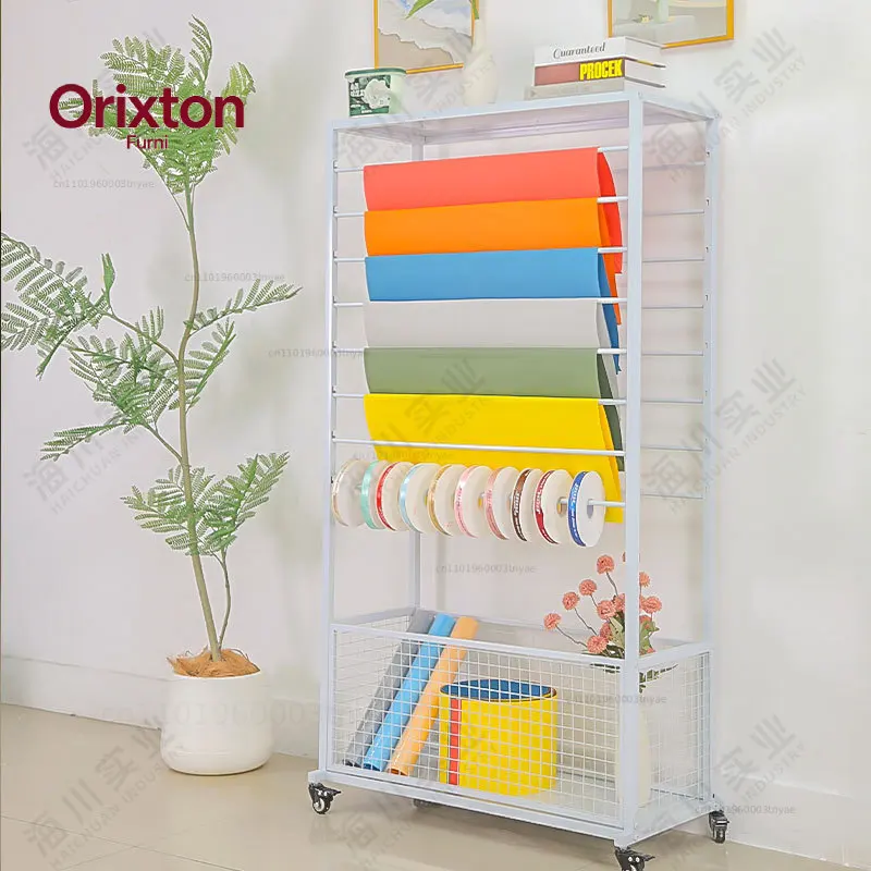 Ribbon storage rack, flower paper shelf, flower silk scarf, ribbon, webbing display rack, wrapping paper shelf, flagship model.