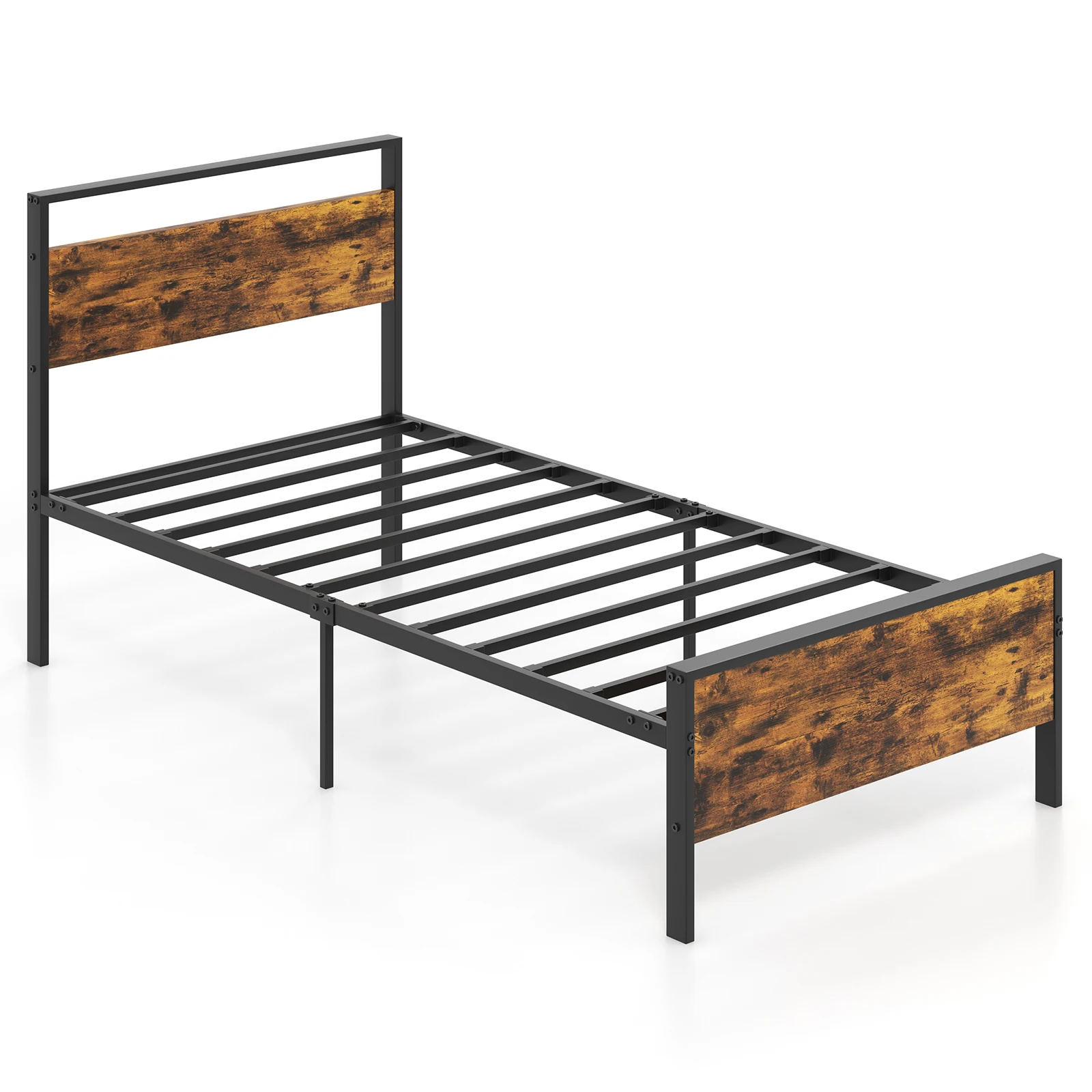 

Full/ Twin/ Queen/ King Size Bed Frame w/ Wooden Headboard and Footboard Under-Bed Storage