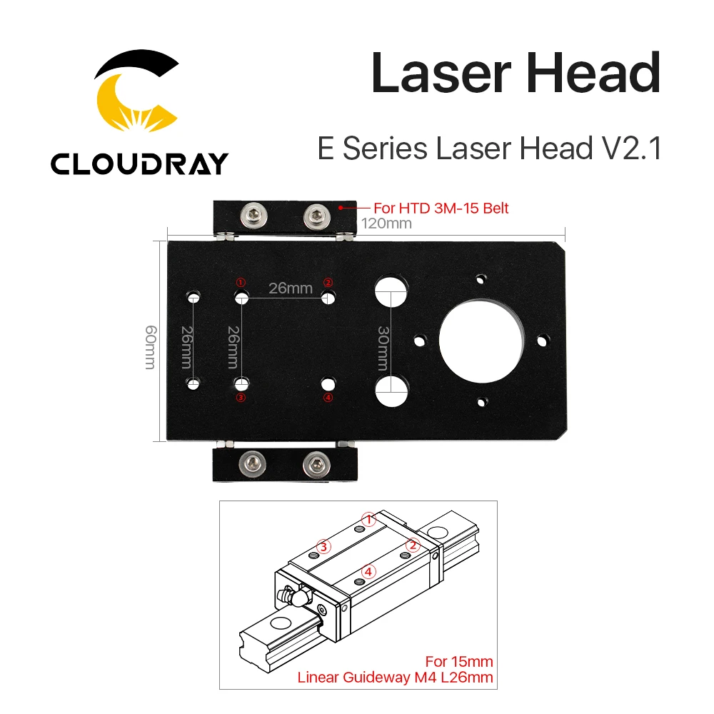 Cloudray E Series: CO2 Laser Head for Lens D18mm FL38.1 D20mm FL50.8 & 63.5 & 101.6 mm Mirror 25mm for Laser Cutting Machine