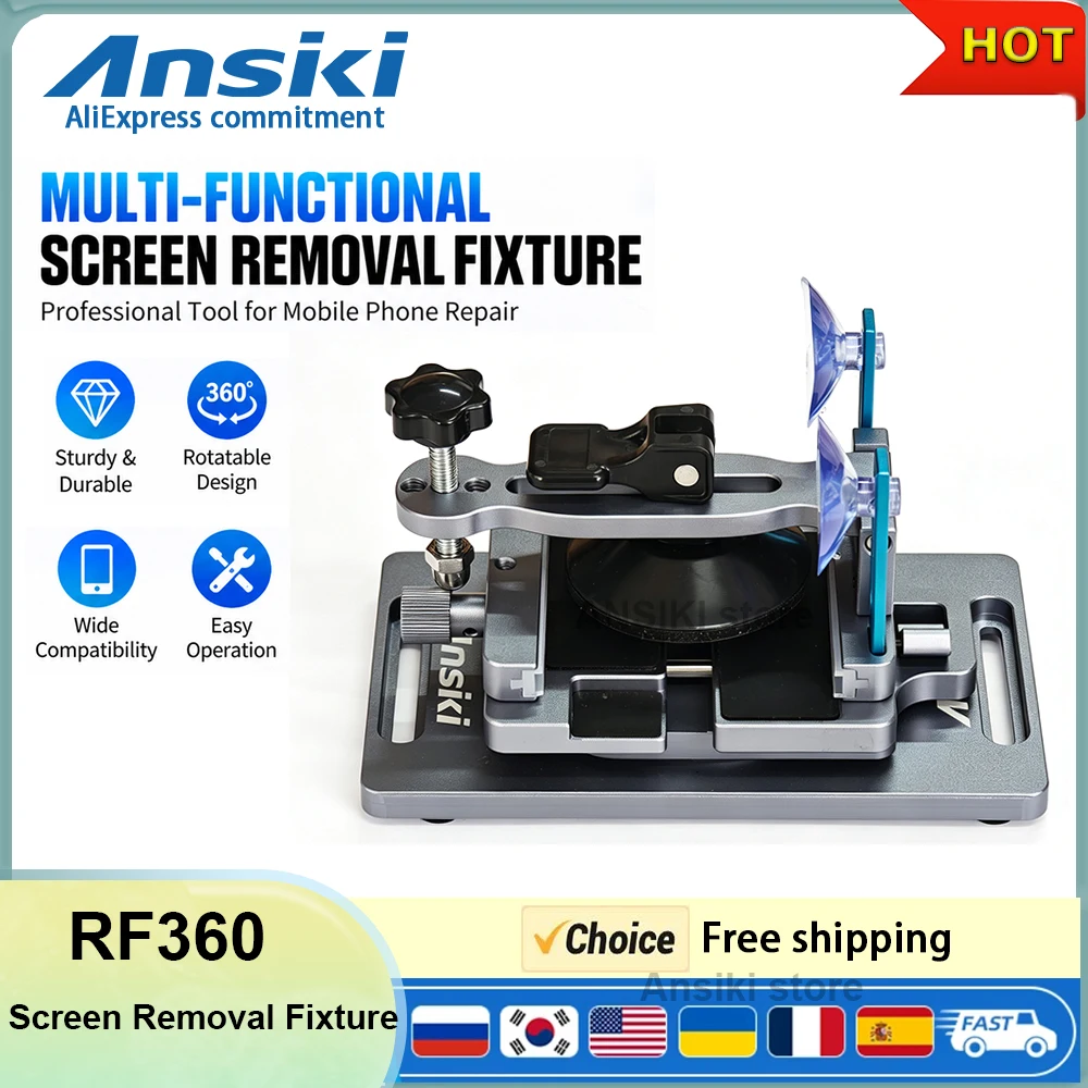 Ansiki RF360 360° Rotating Screen Removal Fixture Aluminum alloy Phone LCD Back Cover Separator Clamp Mobile Repair Fixture Tool