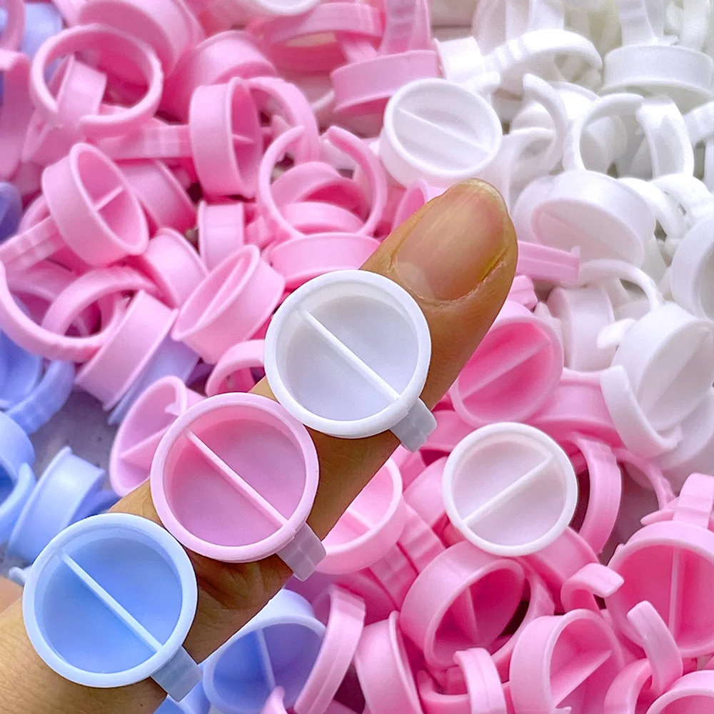 Großhandel 100Pcs Einweg Wimpern Kleber Fan Tasse Ringe Tattoo Pigment Halter Container Wimpern Verlängerung Werkzeuge Lash Liefert