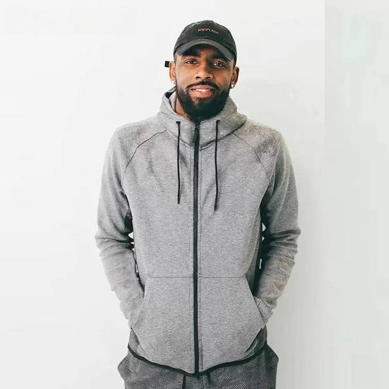 

Men's Baskeall Training Sportswear Hoodie Jaet Qui Dry Zipper Outerwear Fitn Casual Long Sve Polyester Blend