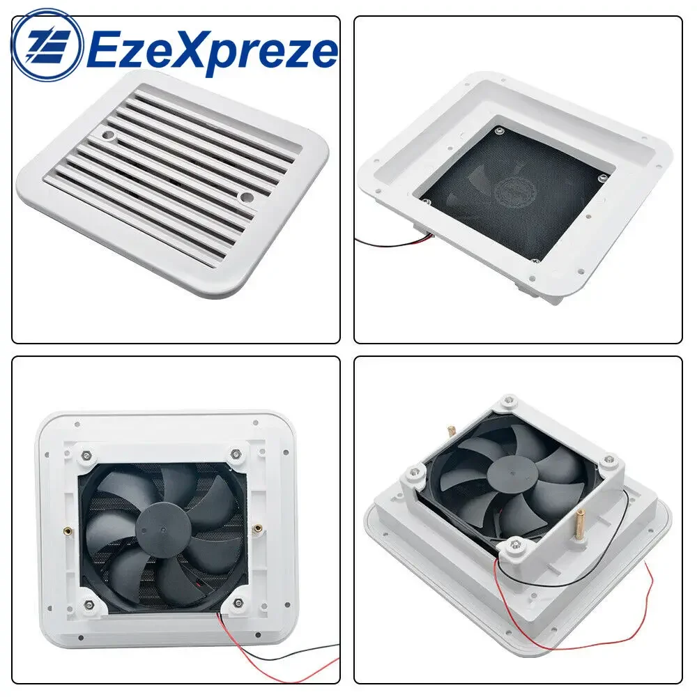 12V Ventilation Fan White Caravan Motorhome Side Exhaust Air Vent Dust-proof New for RV Camper Motorhome Trailer Boat Yacht