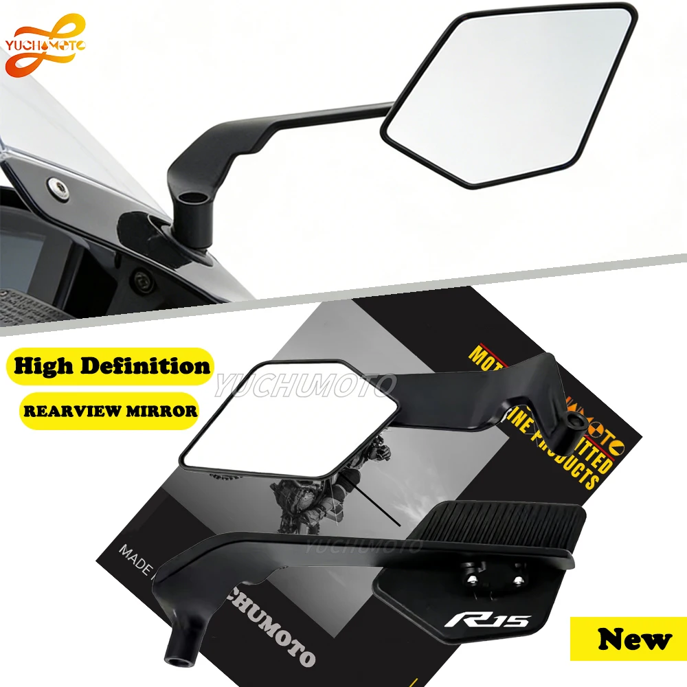 Motorcycle Wing Mirrors For YZF R15 V3 2018-2026 Adjustable Rotating Rearview Side Mirror Foldable blade-shaped rearview mirror