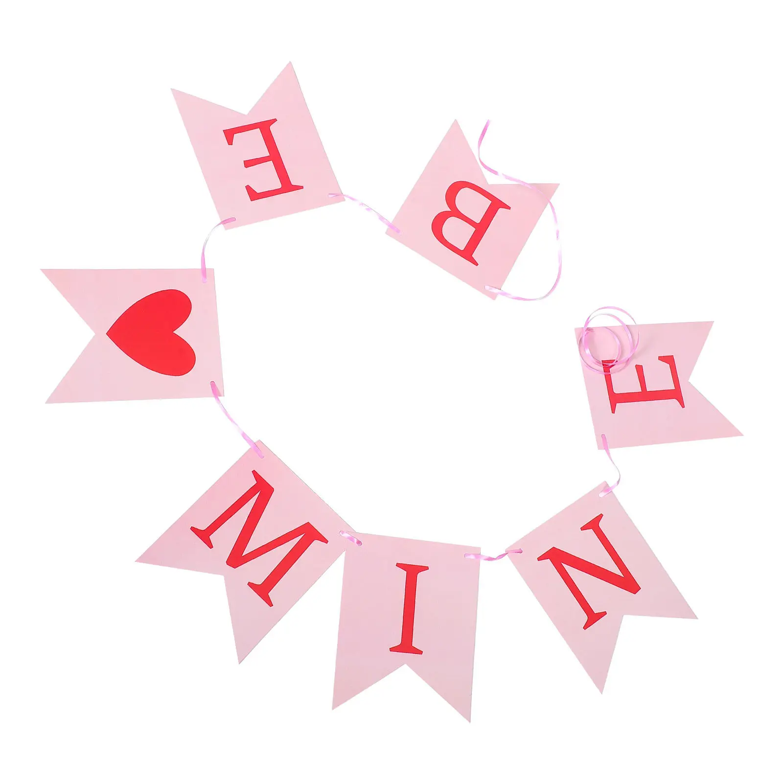 Be Mine Valentine Banner Heart Shaped Paper Decoration for Wedding Proposal Valentine's Day Indoor Outdoor Fireplace Mantle - view 4