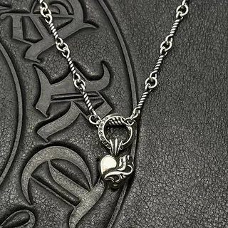 

S925 Pure Silver trendy jewelry Thai silver retro peach heart love vine cross necklace high sense