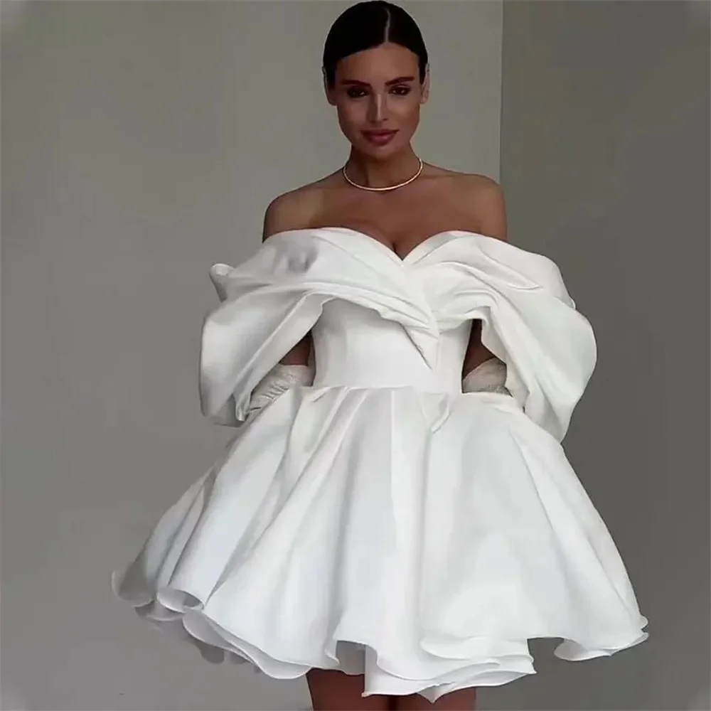 

Off The Shoulder Short Bespoke Occasion Gown Evening Dresses Prom Pastrol Unisex Jersey Retro Dubai Saudi Arabic Customized