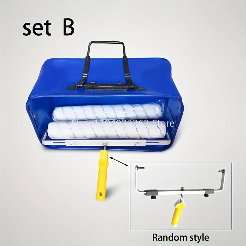 18-Inch Blue Plastic Paint Barrel with Tote Bag EVA Material Foldable Surface Paint Roller Tray