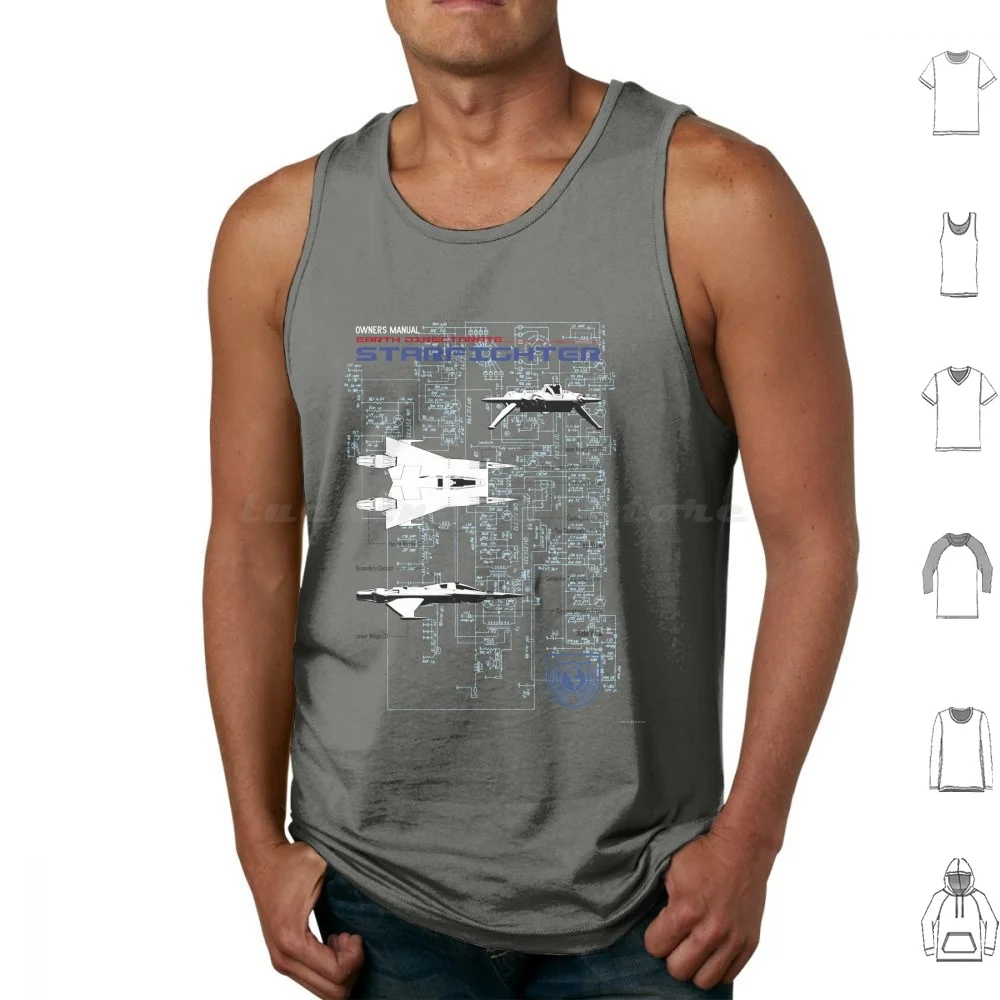 Owners Manual-Earth Directorate Starfighter Tank Tops Vest Sleeveless Tvshow Tv Show Tv Movie Film Retro Classic Geeky