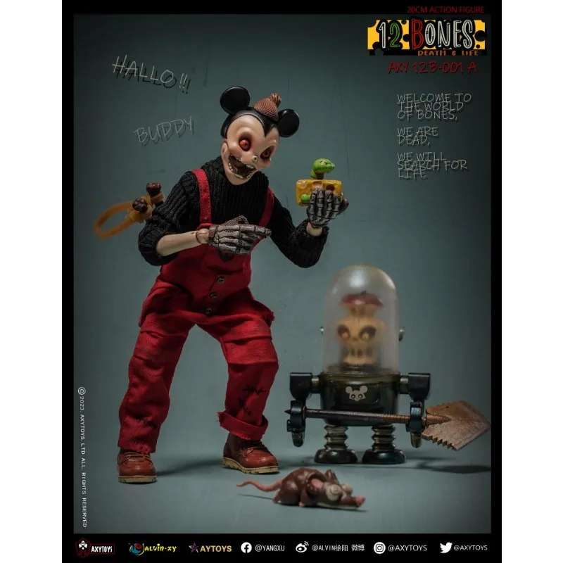 AXYTOYS Clown Skull 1/12 12 Bones Rat Ox Poseable Action Figure Collectible Toy Model Gift