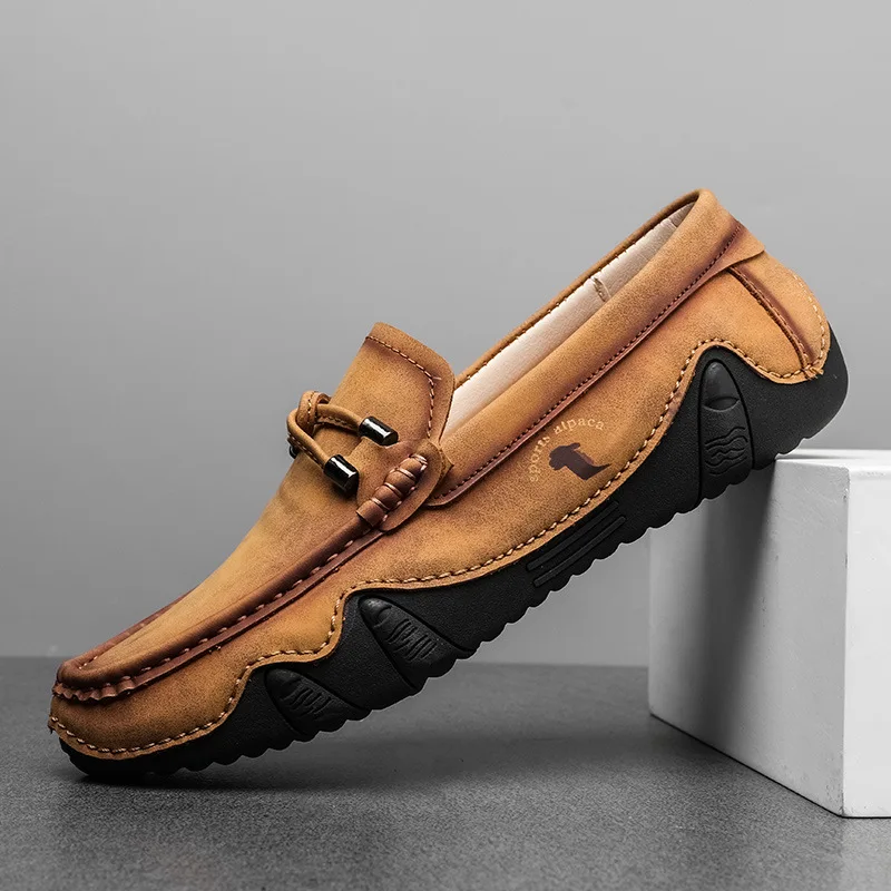 Herfst Lente Nieuwe Heren Casual Leren Schoenen Met De Hand Gestikt Een Slip-On Rijschoenen Octopus Heren Loafers Schoenen M1027