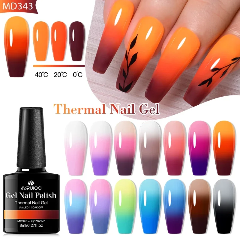 8pcs Thermal Nail Gel Polish 3 Colors Changing Semi Permanent Soak Off UV LED Gel Varnish Nail Art for Manicure Nail Supplies